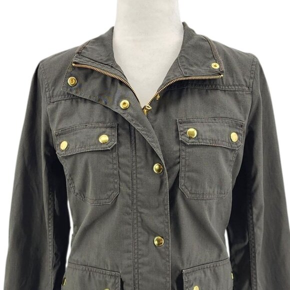J Crew Factory Womens Small Jacket Relaxed Boyfriend Field Jacket Green Coated - Picture 4 of 12